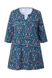 Ulla Popken Longshirt Longshirt A-Linie Tunika-Ausschnitt günstig online kaufen