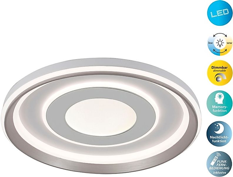 näve LED Deckenleuchte »Doira« LED-Modul 1 Stk. warmweiß - kaltweiß weiß/si günstig online kaufen