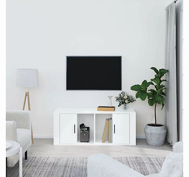 furnicato TV-Schrank Hochglanz-Weiß 100x35x40 cm Holzwerkstoff günstig online kaufen