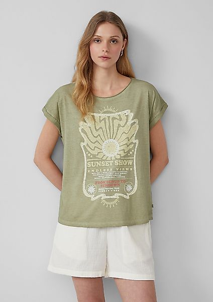 QS Kurzarmshirt Gewaschenes T-Shirt mit Frontprint günstig online kaufen