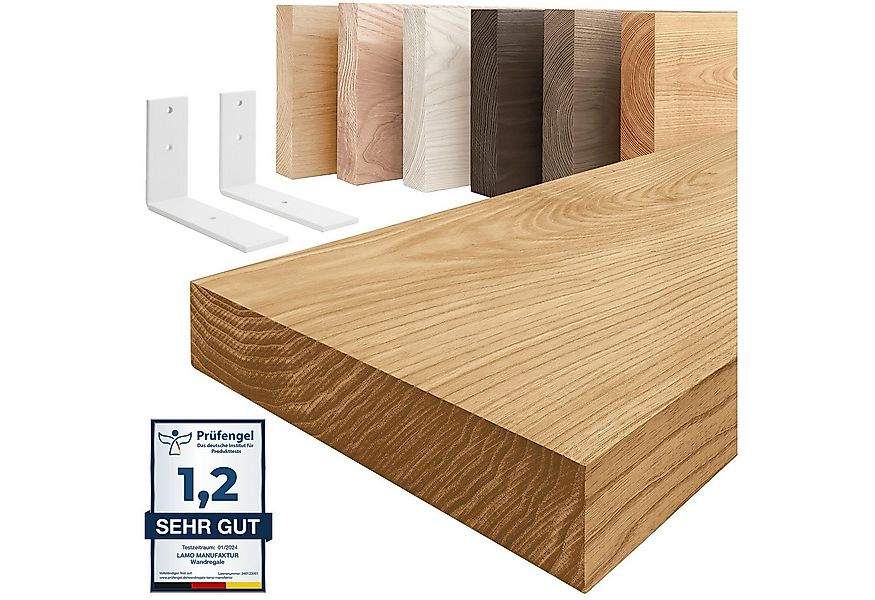 LAMO Manufaktur Wandregal Holz Gerade Regal Farbe: Rustikal mit weißem Basi günstig online kaufen