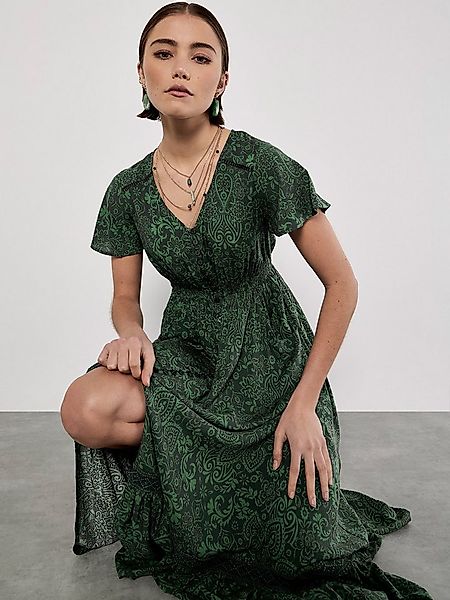 Apricot Druckkleid Maxikleid mit Paisleymuster mit Pisleymuster und Knopfle günstig online kaufen