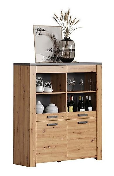 trendteam Vitrine Highboard Follow, Artisan Eiche / Matera grau (no-Set) günstig online kaufen