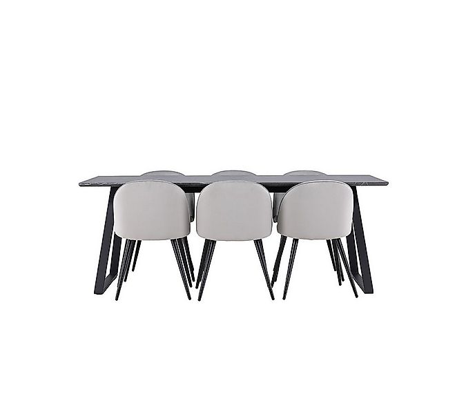 ebuy24 Essgruppe Malaga Essgruppe Esstisch 90x200cm dunkel grau und, (7-tlg günstig online kaufen