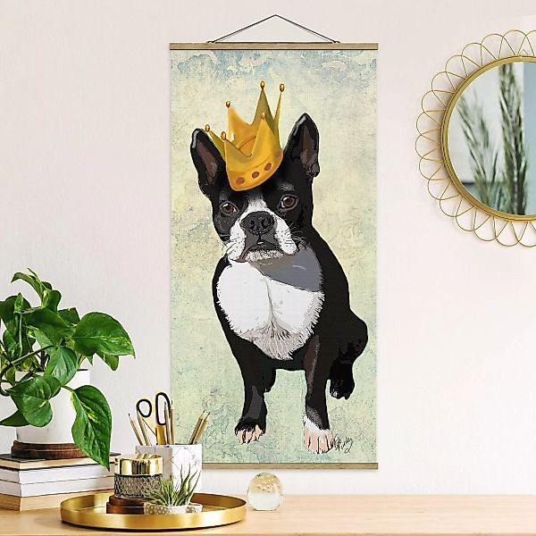 Stoffbild Tiere mit Posterleisten - Hochformat Tierportrait - Terrierkönig günstig online kaufen