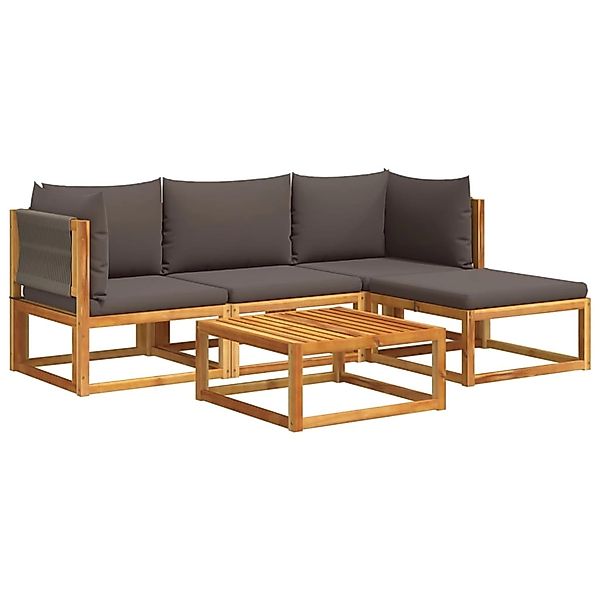 vidaXL 5-tlg. Garten-Sofagarnitur mit Kissen Massivholz Akazie günstig online kaufen