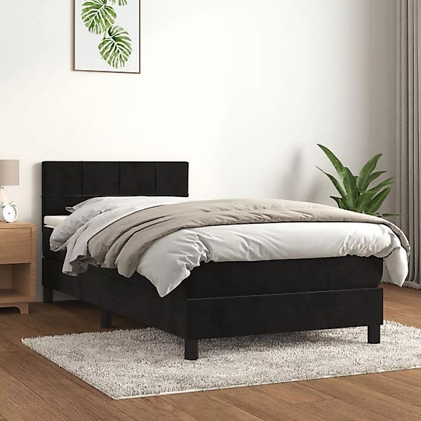 vidaXL Boxspringbett Boxspringbett mit Matratze Schwarz 100x200 cm Samt Bet günstig online kaufen