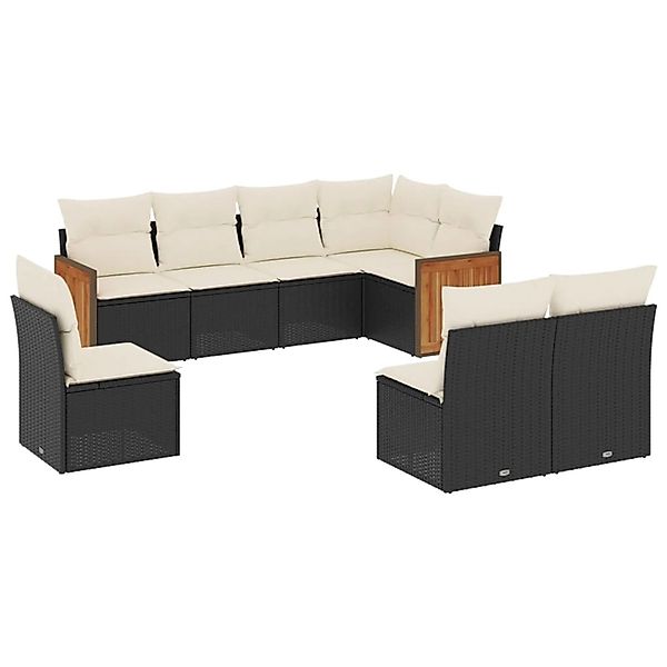 vidaXL 8-Tlg Garten-Sofagarnitur mit Kissen Schwarz Poly Rattan 3260124 günstig online kaufen