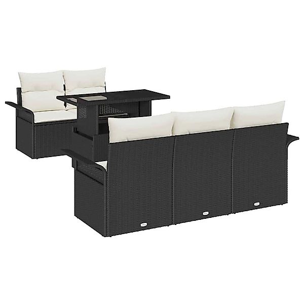vidaXL Garten-Sofa-Set mit Kissen 6-Tlg Schwarz Poly Rattan 3348193 günstig online kaufen