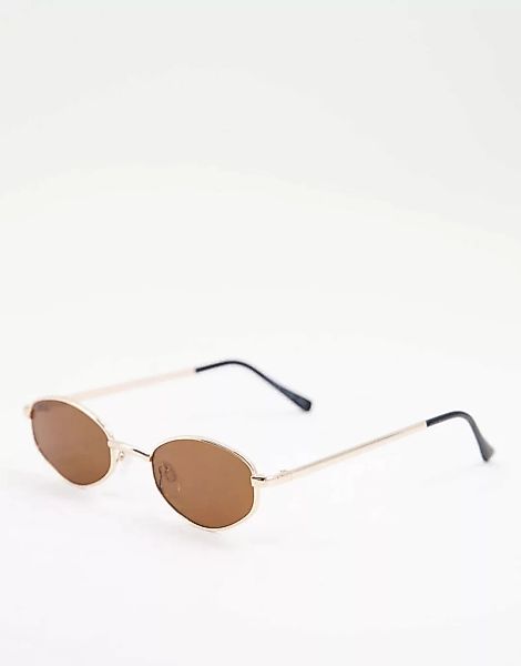 Pull&Bear – Gerahmte Sonnenbrille mit geometrischem Muster und braunen Gläs günstig online kaufen