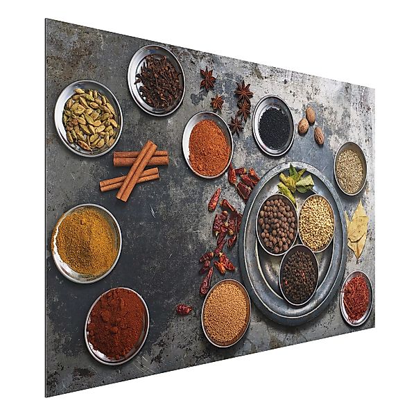 Alu-Dibond Bild Küche - Querformat 3:2 Shabby Gewürzplatte günstig online kaufen