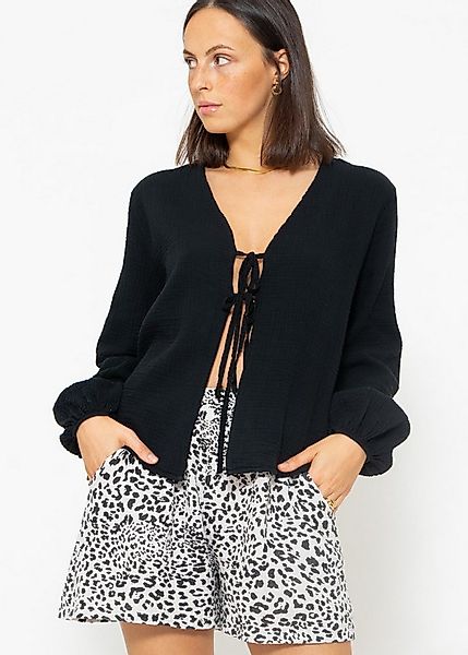 SASSYCLASSY Blusenjacke Oversized Musselin Blusenjacke mit Bindebändern Jac günstig online kaufen