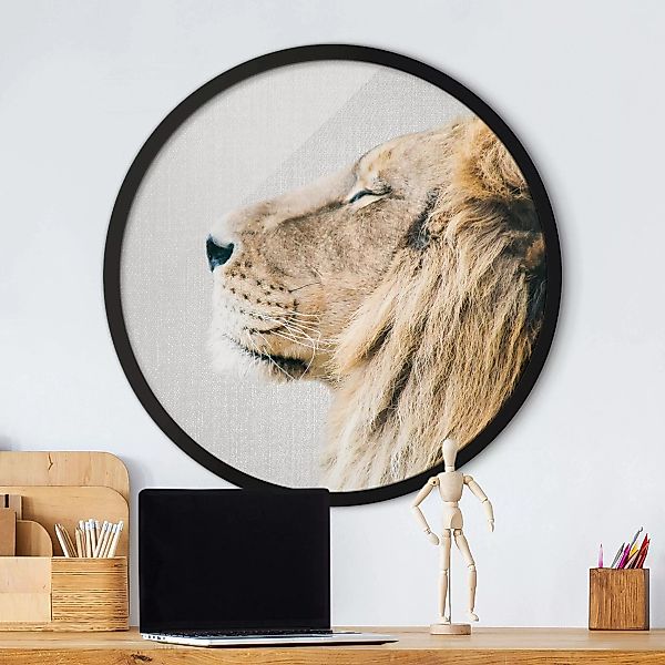 Rundes Gerahmtes Bild Löwe Leopold günstig online kaufen