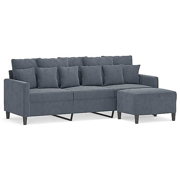 vidaXL Sofa 3-Sitzer-Sofa mit Hocker Dunkelgrau günstig online kaufen