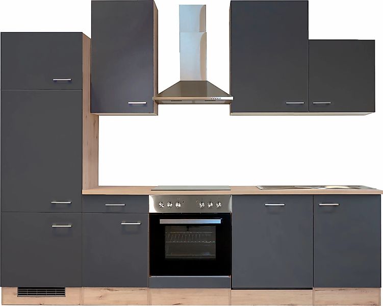 Flex-Well Exclusiv Küchenzeile Morena 280 cm Basaltgrau matt-San Remo Eiche günstig online kaufen