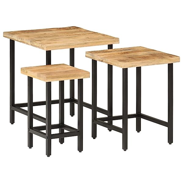vidaXL Satztische 3 Stk. Raues Massivholz Mango und Eisen 372736 günstig online kaufen