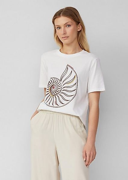 s.Oliver Kurzarmshirt Jersey-T-Shirt mit Frontprint und Schmuckperlen günstig online kaufen
