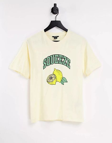Monki – Tovi Lemon Squeeze – T-Shirt in Blassgelb günstig online kaufen