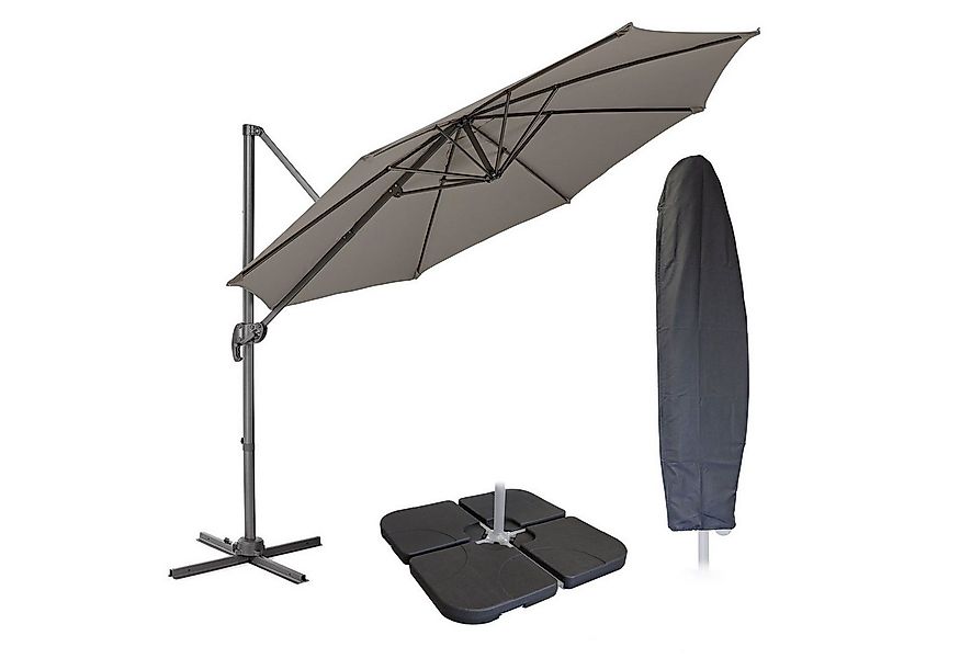SVITA Sonnenschirm Ampelschirm 3m + Haube + Sonnenschirmständer befüllbar 4 günstig online kaufen