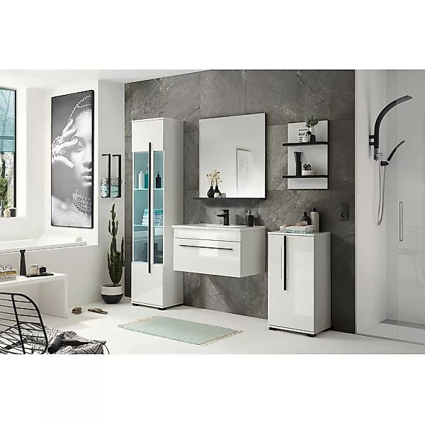 Lomadox Badezimmer Kombination mit Waschbecken und Beleuchtung CHARLESTON-6 günstig online kaufen
