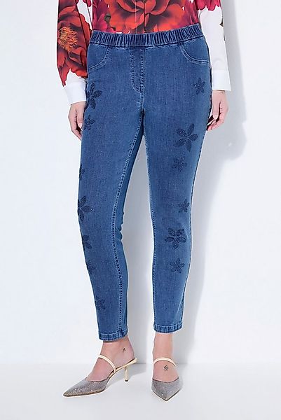 MIAMODA Regular-fit-Jeans Jeggings Skinny Fit Glitzersteinchen-Blumen günstig online kaufen