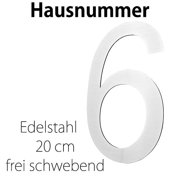 V2Aox Hausnummer Edelstahl Hausnummer 20 cm Hausnummernschild Hausnummer 6 günstig online kaufen