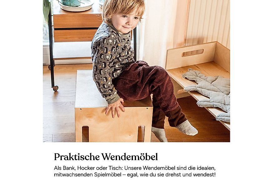 Ehrenkind Kinderhocker Montessori Wendehocker & Wendebank, Kindersitzgruppe günstig online kaufen