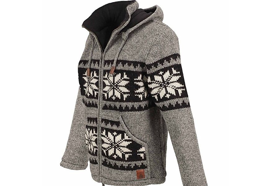 KUNST UND MAGIE Kapuzenstrickjacke Strickjacke Schurwolle Klassich Nordisch günstig online kaufen