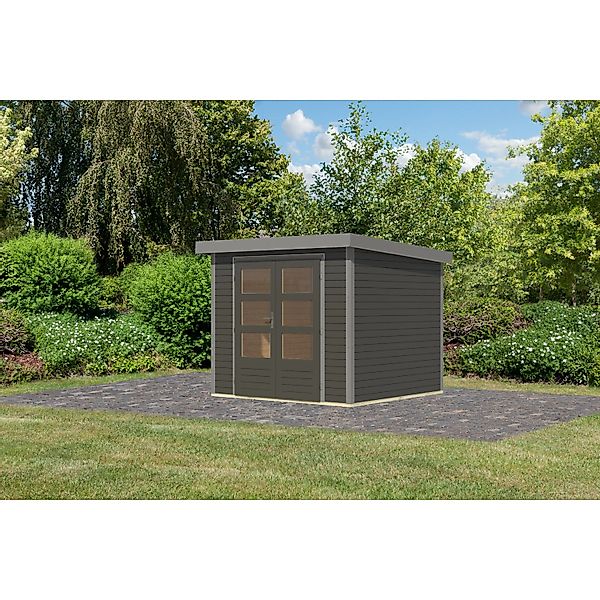Karibu Gartenhaus Diego 3 B Terragrau/Graualuminium 209 x 238 x 213 cm günstig online kaufen