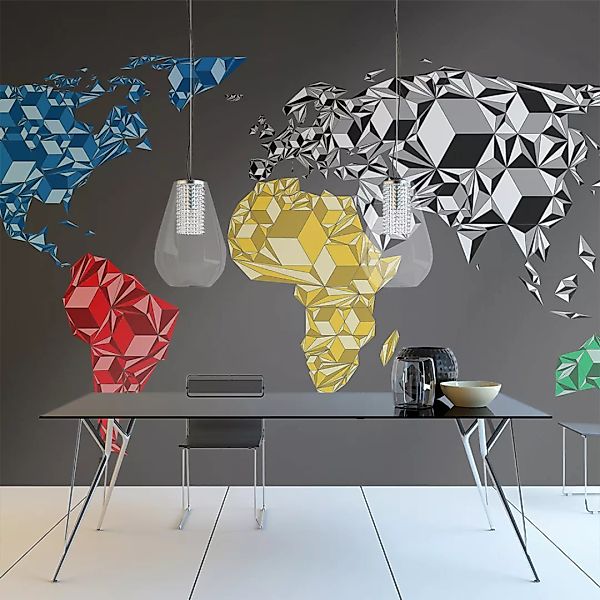 Fototapete - Map Of The World - Colorful Solids günstig online kaufen