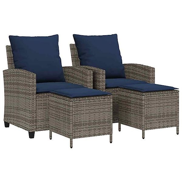 vidaXL Loungesofa 4-tlg. Garten-Sofagarnitur mit Kissen Grau Poly Rattan, 1 günstig online kaufen