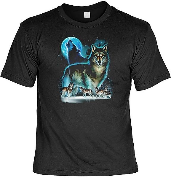 Tini - Shirts Print-Shirt Wolfsrudel heulender Wolf im Mond Tshirt : Wolf M günstig online kaufen