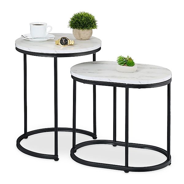 relaxdays Satztisch 2er Set Marmoroptik & günstig online kaufen