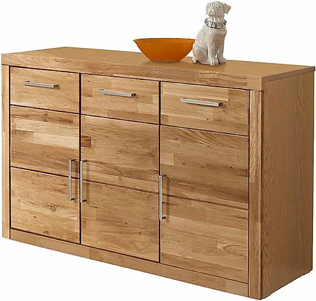 Home affaire Sideboard "Logo,130cm breit,42 cm tief, Fronten Massivholz,2 b günstig online kaufen