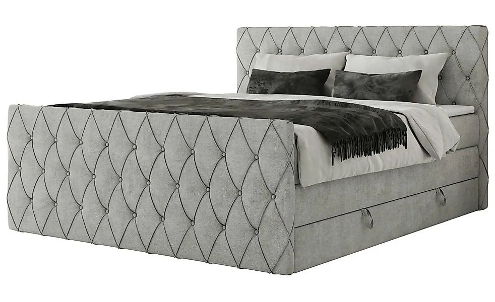 Boxspringbett mit Bettkasten Miren King Duo ¦ grau ¦ Maße (cm): B: 141 H: 1 günstig online kaufen