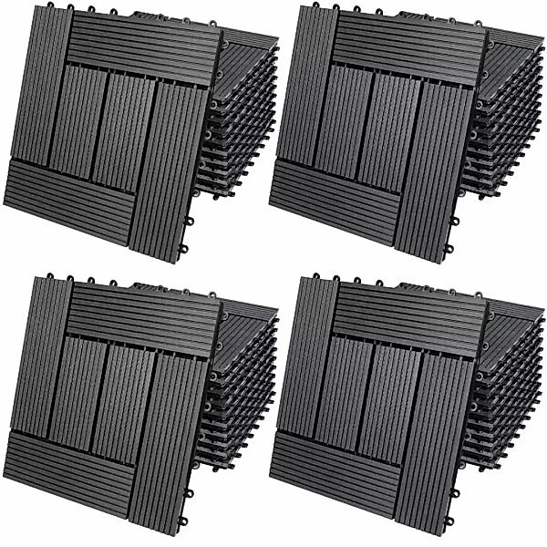 Casaria Holzfliesen 44x Mosaik Anthrazit, Terrassenfliesen günstig online kaufen
