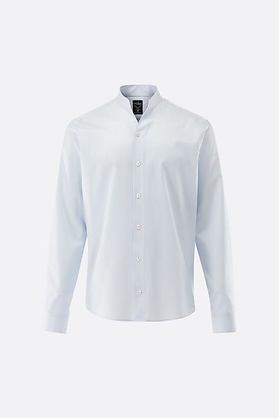 Stehkragenhemd mit V-Auschnitt aus Twill günstig online kaufen