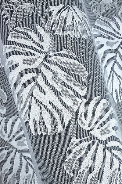 QBTEXTIL Gardine MONSTERA, Jacquard - Stoff, Weiß, Blickdicht, Kräuselband günstig online kaufen