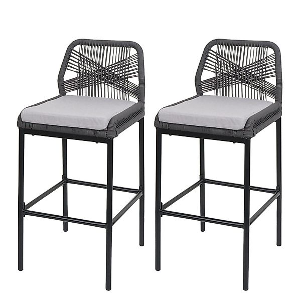 Proregal 2er-Set Rope-Barhocker HxBxT 101x45x52 cm Sitzhöhe 76cm Anthrazit günstig online kaufen