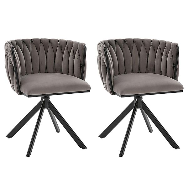 Set aus 2 Velours-Drehstuhl, 180°-Schwenkfunktion, Ergonomische Rückenunter günstig online kaufen