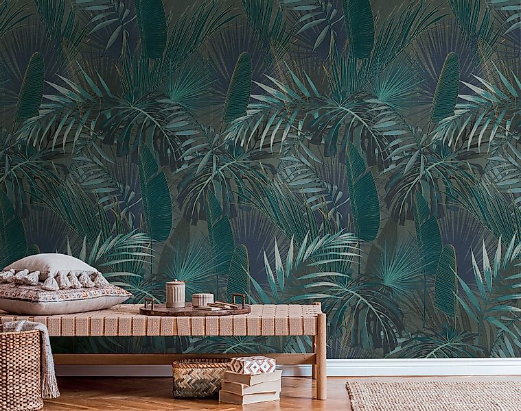 A.S. Creation Fototapete Dschungel 1,59 m x 2,8 m Petrol FSC® günstig online kaufen