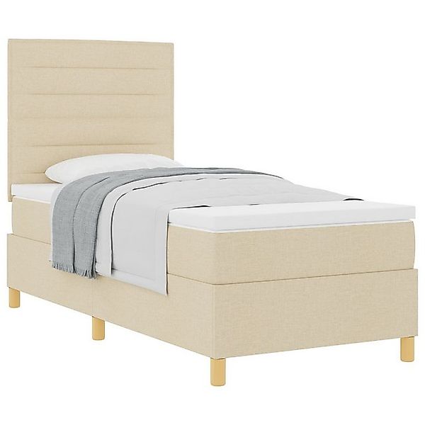 vidaXL Bett Boxspringbett mit Matratze Creme 90x200 cm Stoff (1-tlg) günstig online kaufen
