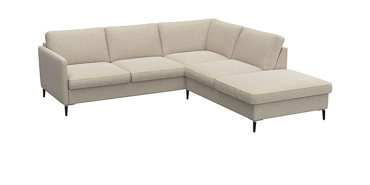 FLEXLUX Ecksofa »Fiore, L-Form«, schmale Armlehnen, Füße Alu/schwarz, B/T 2 günstig online kaufen