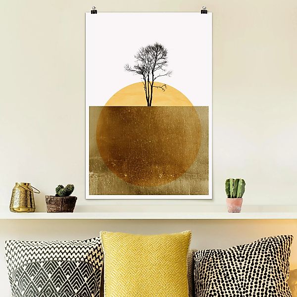 Poster Goldene Sonne mit Baum günstig online kaufen