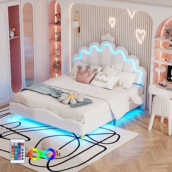 Flieks Polsterbett, LED Kinderbett Doppelbett mit günstig online kaufen