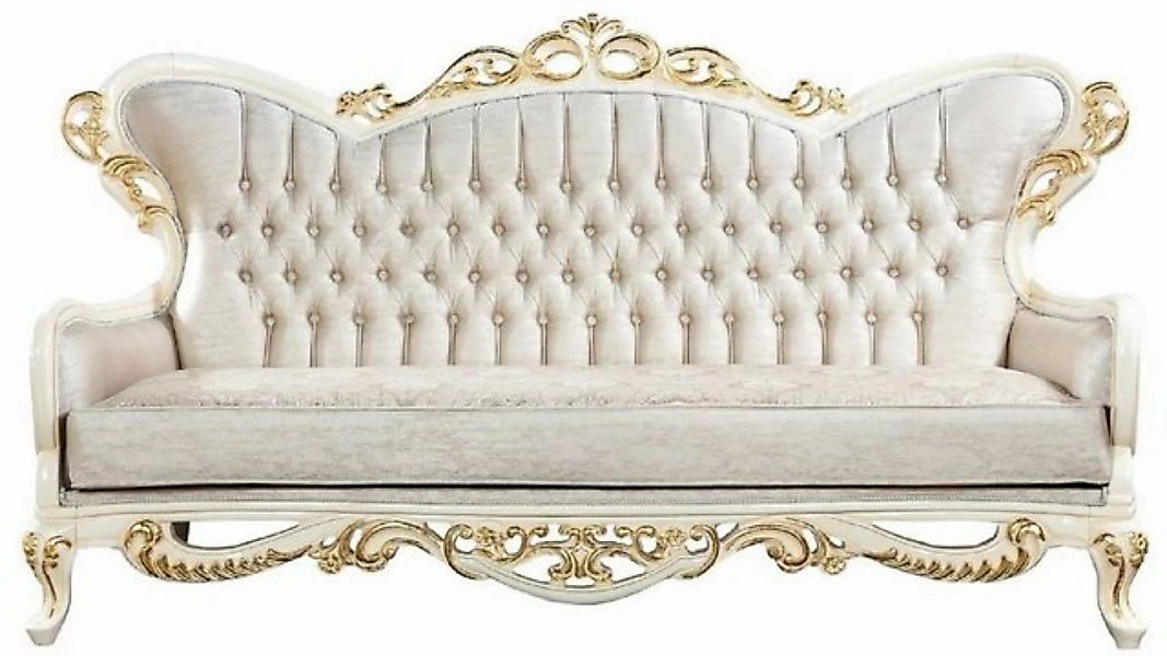 Casa Padrino Sofa Luxus Barock Sofa Silber / Weiß / Gold - Handgefertigtes günstig online kaufen