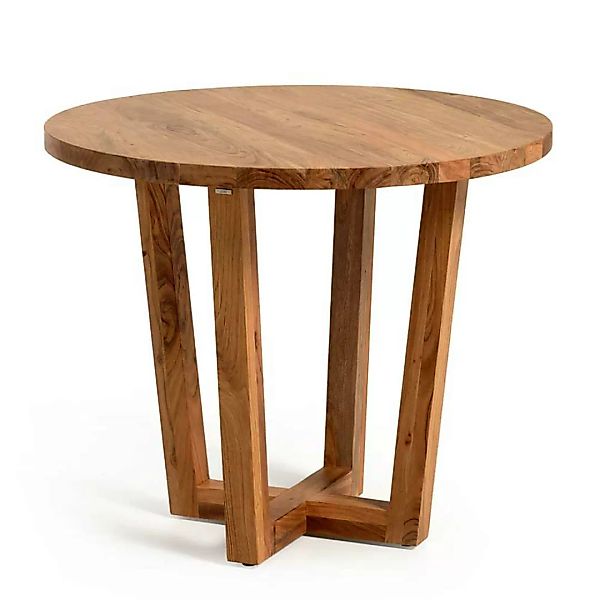 Runder Küchen Tisch aus Akazie Massivholz 90 cm breit günstig online kaufen