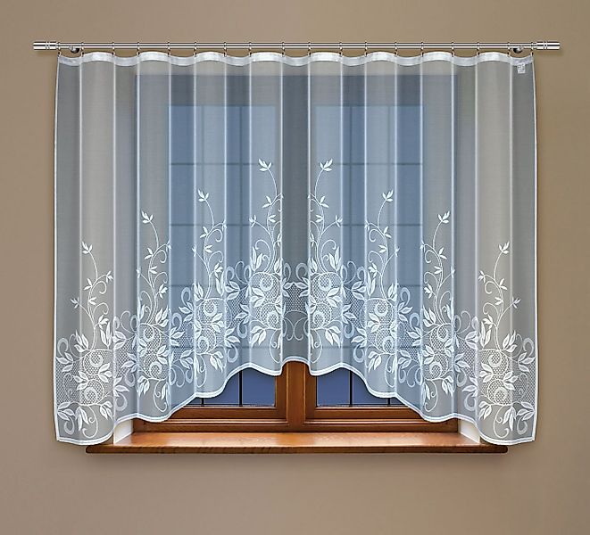 HAFT Gardine Weiß 24249 Kletterpflanzen Motiv, Kräuselband günstig online kaufen