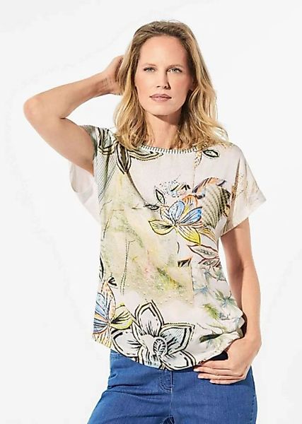 GOLDNER Print-Shirt Kurzgröße: Blusenshirt mit floralem Dessin günstig online kaufen