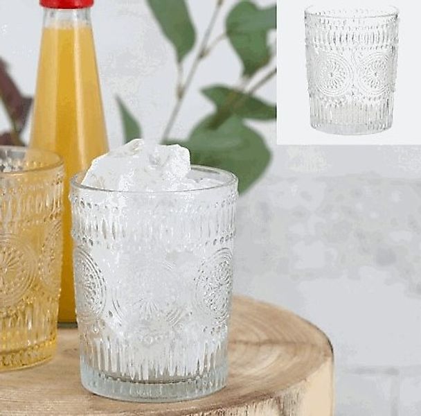 Trinkglas 1 Stück Transparent ca. 300 ml ca. 8x10x8 cm MANDALA Glas günstig online kaufen